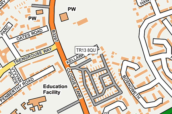 TR13 8QU map - OS OpenMap – Local (Ordnance Survey)