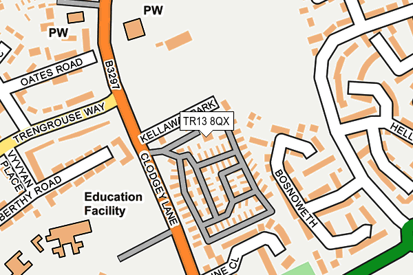 TR13 8QX map - OS OpenMap – Local (Ordnance Survey)