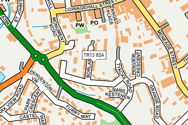 TR13 8SA map - OS OpenMap – Local (Ordnance Survey)