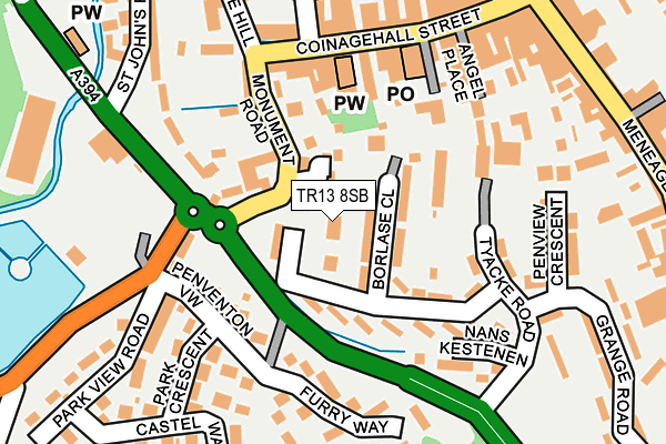 TR13 8SB map - OS OpenMap – Local (Ordnance Survey)
