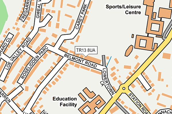 TR13 8UA map - OS OpenMap – Local (Ordnance Survey)