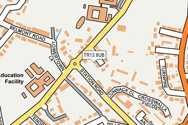 TR13 8UB map - OS OpenMap – Local (Ordnance Survey)