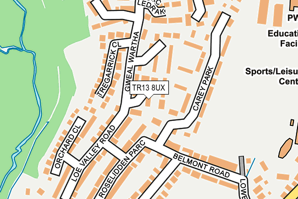 TR13 8UX map - OS OpenMap – Local (Ordnance Survey)