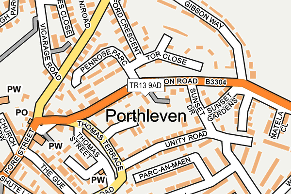 TR13 9AD map - OS OpenMap – Local (Ordnance Survey)