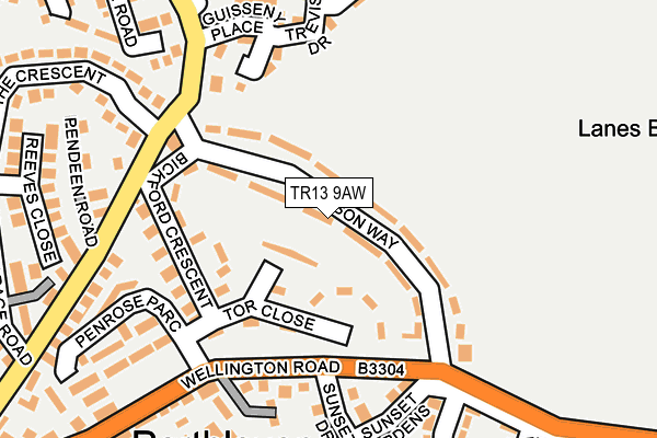 TR13 9AW map - OS OpenMap – Local (Ordnance Survey)