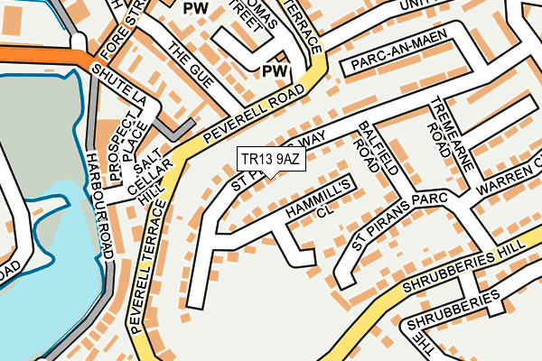 TR13 9AZ map - OS OpenMap – Local (Ordnance Survey)