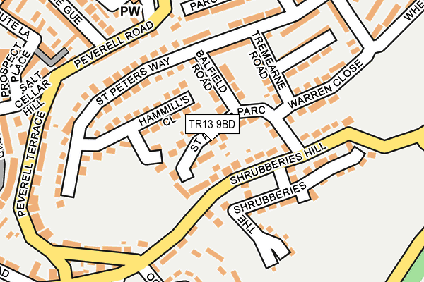 TR13 9BD map - OS OpenMap – Local (Ordnance Survey)