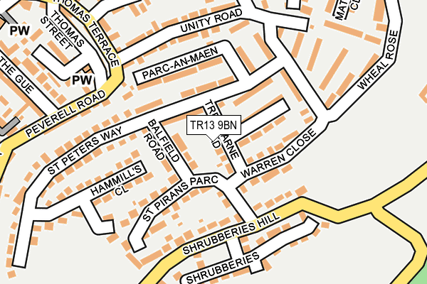 TR13 9BN map - OS OpenMap – Local (Ordnance Survey)