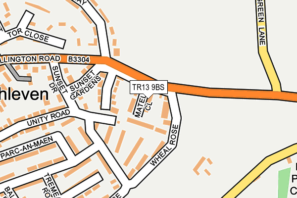 TR13 9BS map - OS OpenMap – Local (Ordnance Survey)