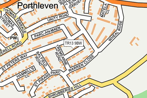 TR13 9BW map - OS OpenMap – Local (Ordnance Survey)