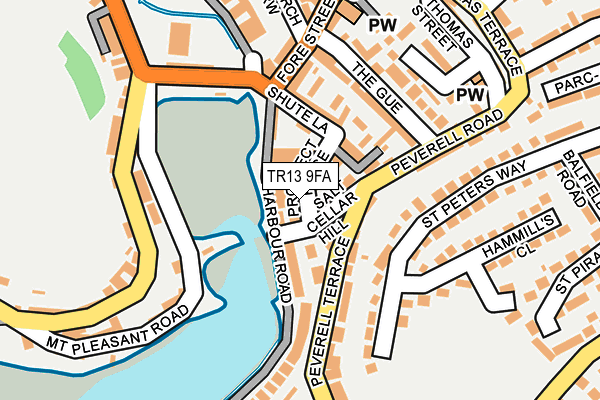 TR13 9FA map - OS OpenMap – Local (Ordnance Survey)