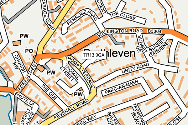 TR13 9GA map - OS OpenMap – Local (Ordnance Survey)