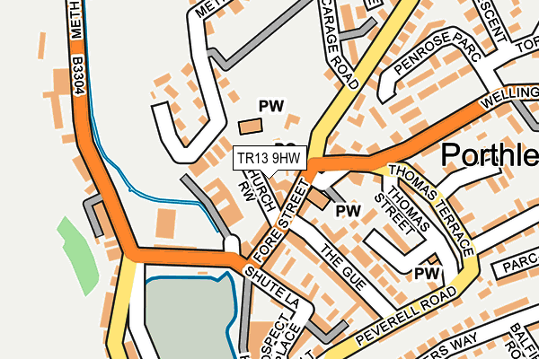 TR13 9HW map - OS OpenMap – Local (Ordnance Survey)