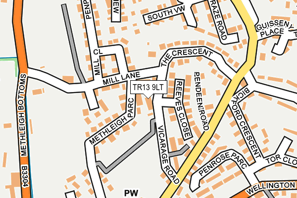 TR13 9LT map - OS OpenMap – Local (Ordnance Survey)