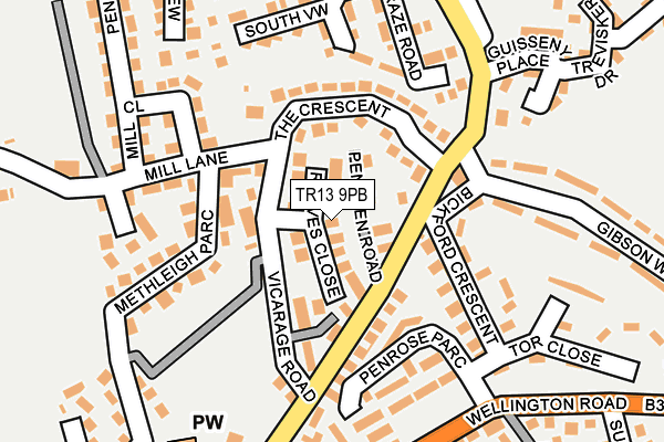 TR13 9PB map - OS OpenMap – Local (Ordnance Survey)