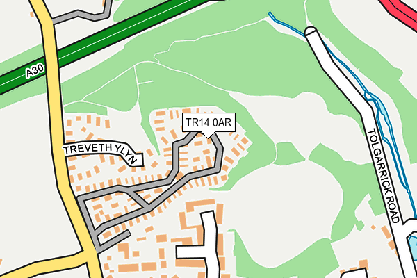 TR14 0AR map - OS OpenMap – Local (Ordnance Survey)