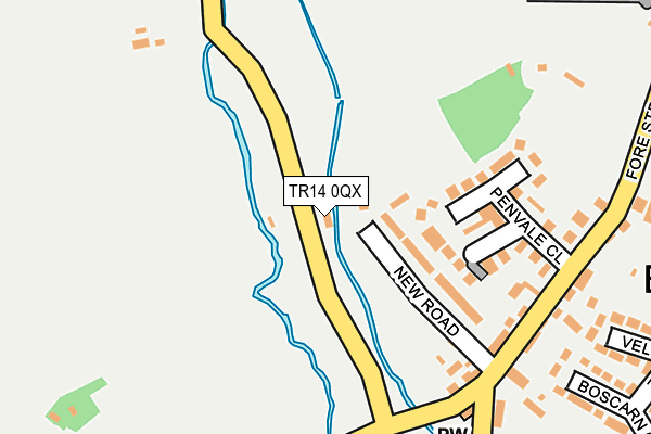 TR14 0QX map - OS OpenMap – Local (Ordnance Survey)