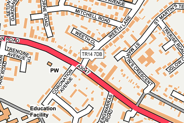 TR14 7DB map - OS OpenMap – Local (Ordnance Survey)