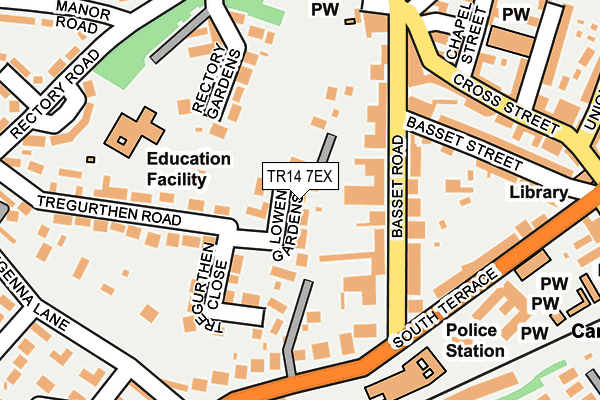 TR14 7EX map - OS OpenMap – Local (Ordnance Survey)