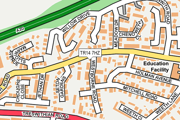 TR14 7HZ map - OS OpenMap – Local (Ordnance Survey)