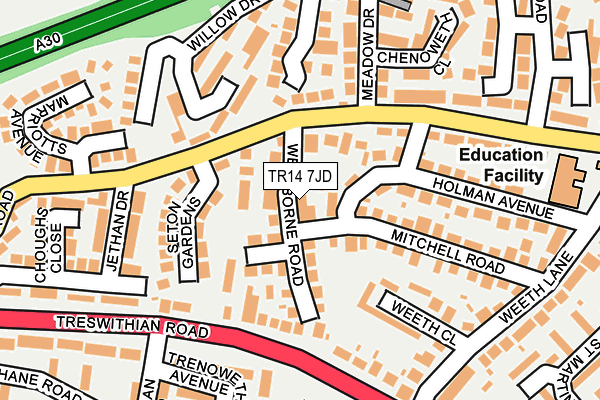 TR14 7JD map - OS OpenMap – Local (Ordnance Survey)