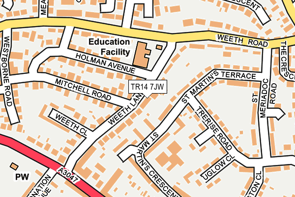 TR14 7JW map - OS OpenMap – Local (Ordnance Survey)