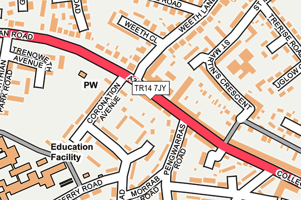 TR14 7JY map - OS OpenMap – Local (Ordnance Survey)