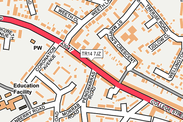 TR14 7JZ map - OS OpenMap – Local (Ordnance Survey)