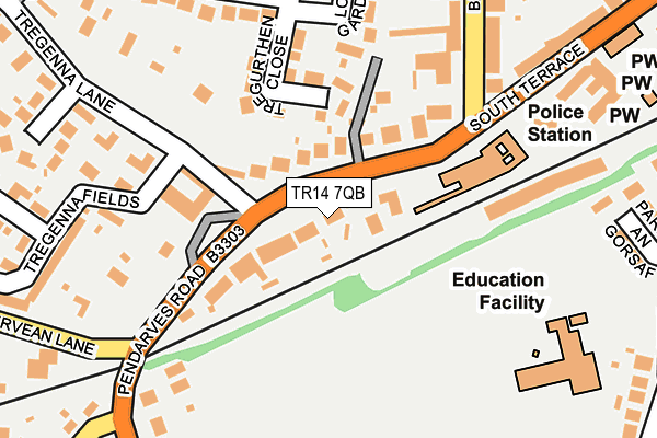 TR14 7QB map - OS OpenMap – Local (Ordnance Survey)