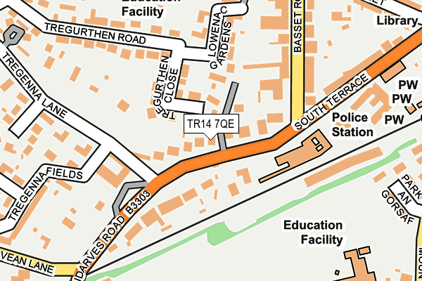 TR14 7QE map - OS OpenMap – Local (Ordnance Survey)