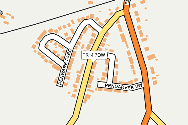 TR14 7QW map - OS OpenMap – Local (Ordnance Survey)