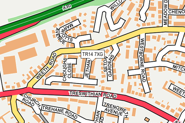 TR14 7XG map - OS OpenMap – Local (Ordnance Survey)