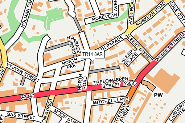 TR14 8AR map - OS OpenMap – Local (Ordnance Survey)