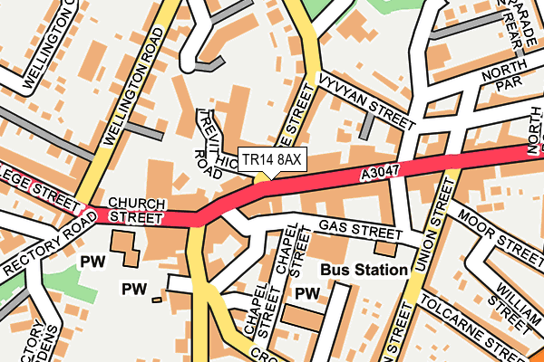 TR14 8AX map - OS OpenMap – Local (Ordnance Survey)