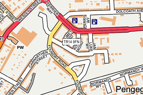 TR14 8FN map - OS OpenMap – Local (Ordnance Survey)