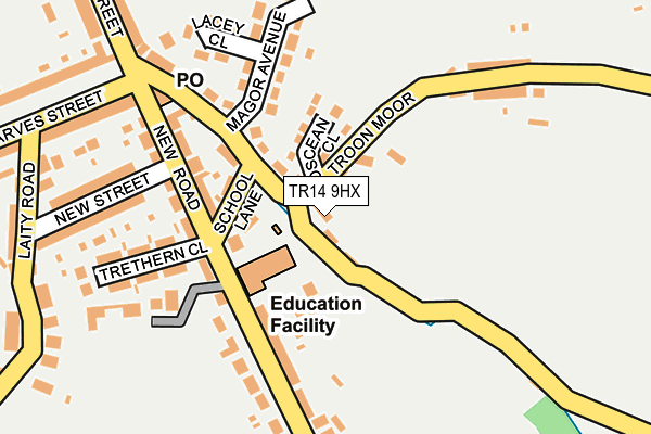 TR14 9HX map - OS OpenMap – Local (Ordnance Survey)