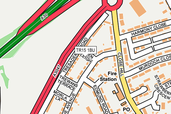 TR15 1BU map - OS OpenMap – Local (Ordnance Survey)