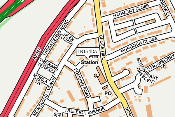 TR15 1DA map - OS OpenMap – Local (Ordnance Survey)