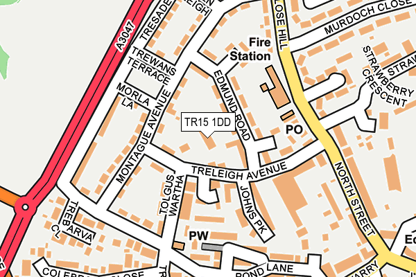TR15 1DD map - OS OpenMap – Local (Ordnance Survey)