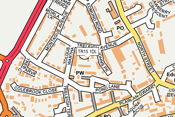 TR15 1DL map - OS OpenMap – Local (Ordnance Survey)