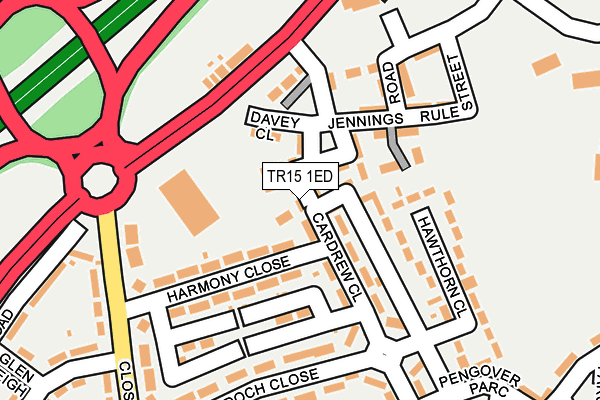 TR15 1ED map - OS OpenMap – Local (Ordnance Survey)