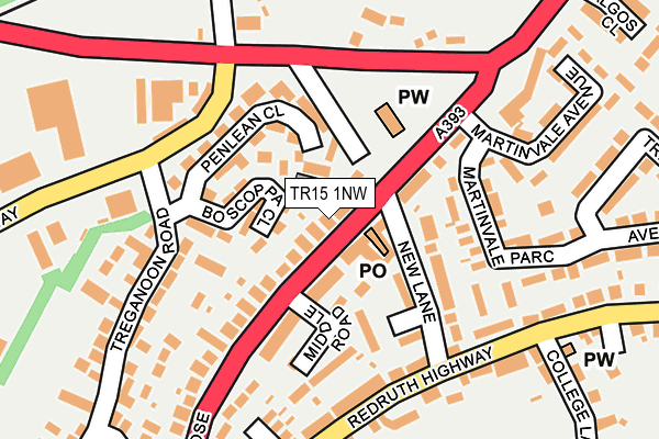 TR15 1NW map - OS OpenMap – Local (Ordnance Survey)