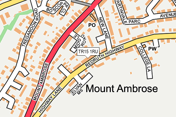 TR15 1RU map - OS OpenMap – Local (Ordnance Survey)