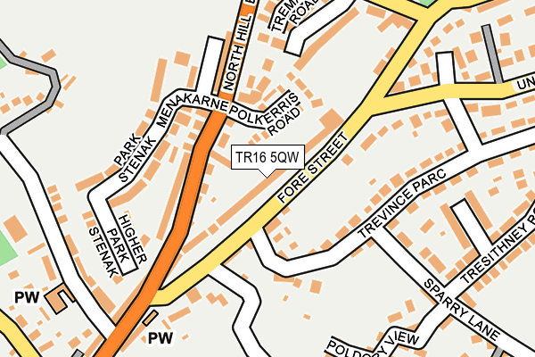 TR16 5QW map - OS OpenMap – Local (Ordnance Survey)