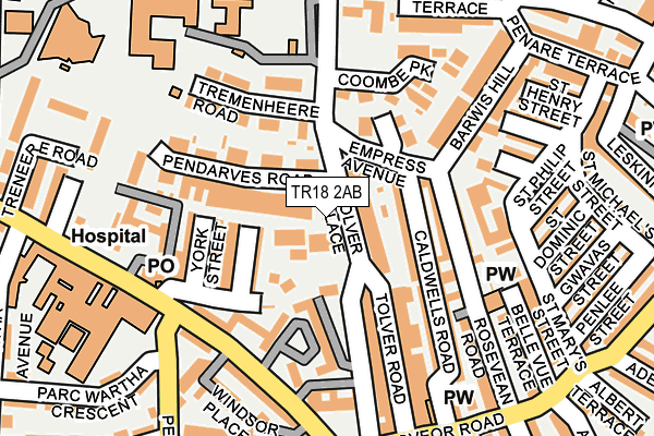 TR18 2AB map - OS OpenMap – Local (Ordnance Survey)