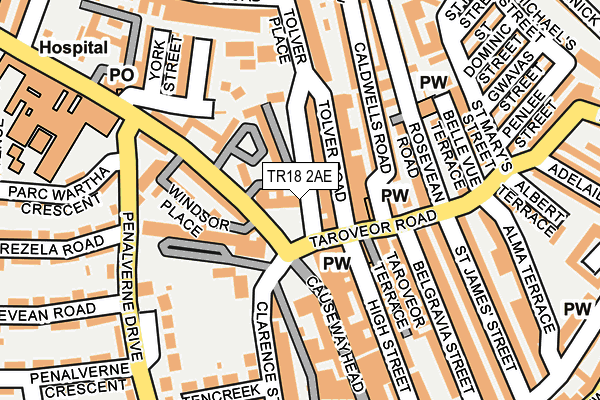 TR18 2AE map - OS OpenMap – Local (Ordnance Survey)