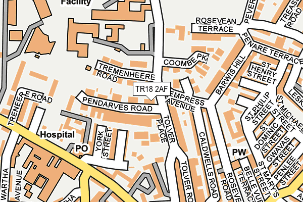 TR18 2AF map - OS OpenMap – Local (Ordnance Survey)