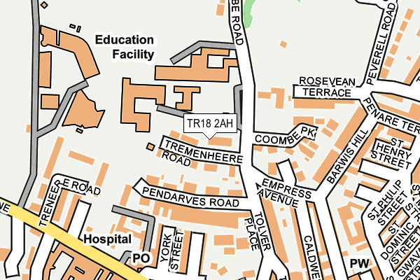 TR18 2AH map - OS OpenMap – Local (Ordnance Survey)