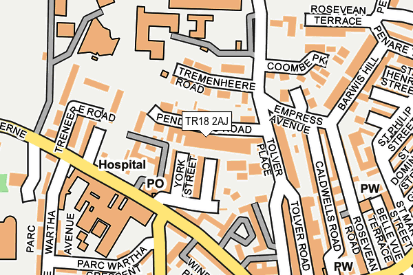 TR18 2AJ map - OS OpenMap – Local (Ordnance Survey)