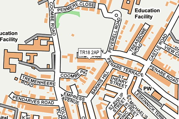 TR18 2AP map - OS OpenMap – Local (Ordnance Survey)